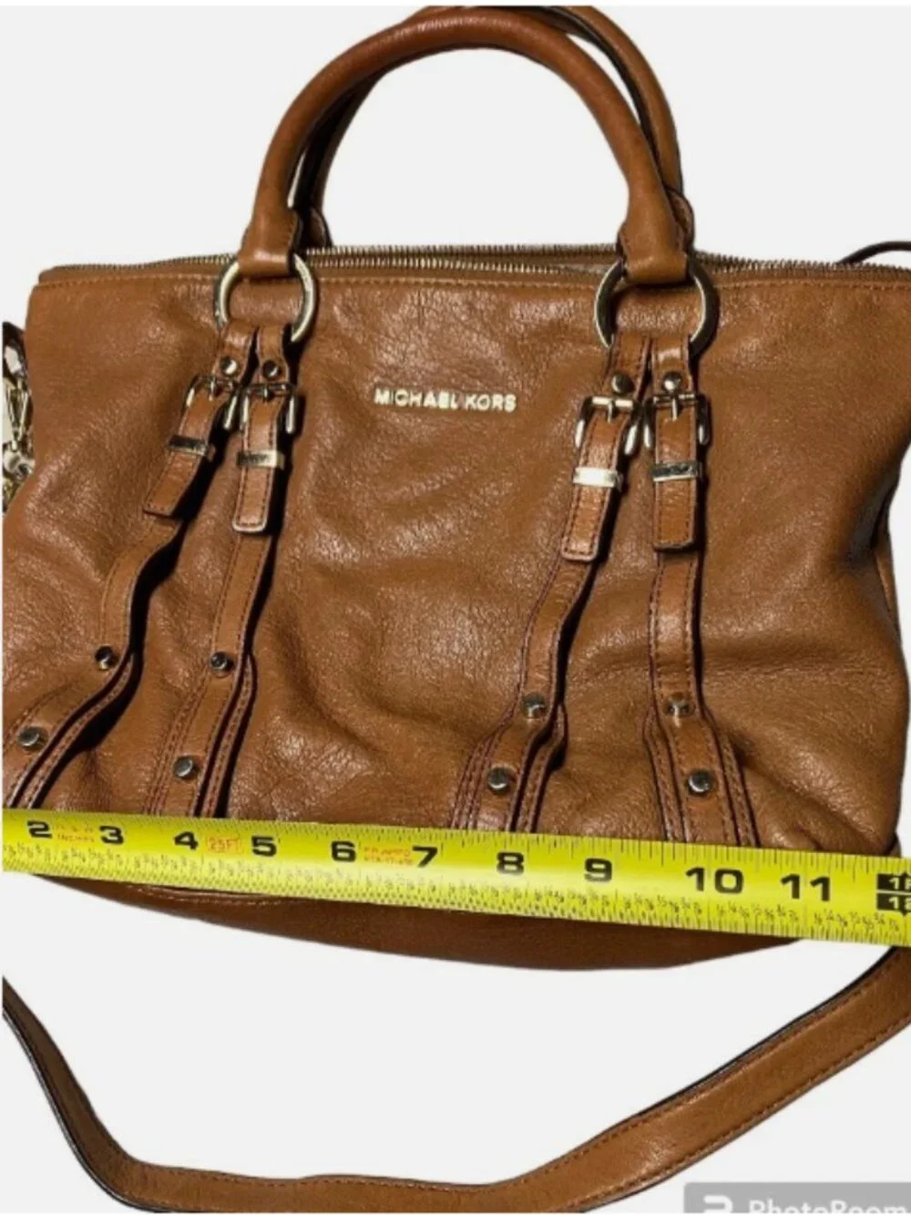 MICHAEL KORS BEDFORD COGNAC LEATHER SHOULDER BAG